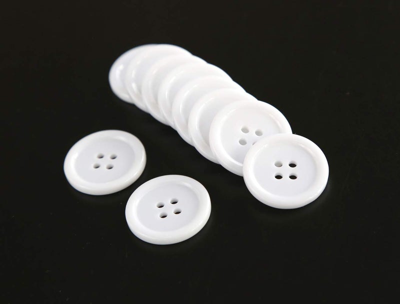 GANSSIA 7/8 Inch (22.5mm) White Button Resin Sewing Buttons for Garment and DIY Craft Scrapbooking Pack of 70 Pcs - Image 3